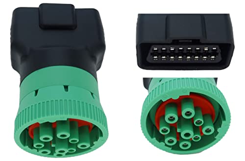 Type 2 Green 9pin J1939 Male to OBD2 Female Adapter J1939 - J1962 9pin-16pin Adapter (J1939 Type2 (Green))