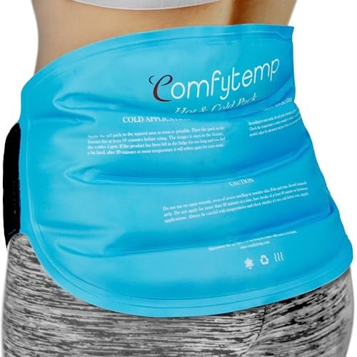 Comfytemp Large Ice Pack for Back Pain Relief, Reusable Gel Back Ice Pack Wrap for Lower Back Pain, Sciatica Pain Relief, Cold Compress for Lumbar Back Injuries, Sciatic Nerve, Coccyx, Herniated Disc