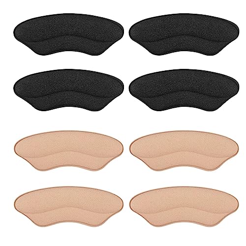 Makryn Premium Foam Heel Pads for Shoe That are Too Big Inserts Grips, Back of Heel Cushions Protectors Liner Heel Slip Pads,Blisters,Filler for Loose Shoe Fit for Men Women (4PairsRosybrownBlack)