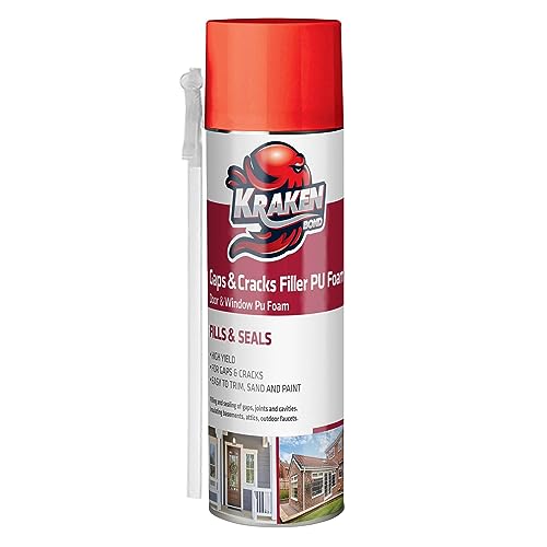 Kraken Bond Gaps & Cracks Spray Foam Sealant - Polyurethane Expanding Foam Insulation - Gap Filler for Window & Door | 12 Oz. | 1 Pack