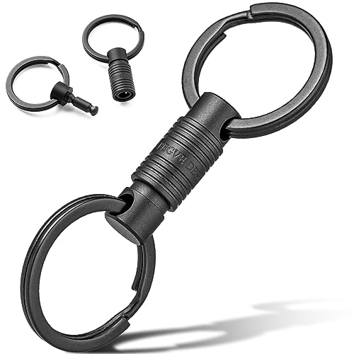 FEGVE Titanium Keychain for Men and Women,Quick Release Keychain Detachable Pull Apart Key Chain Holder (Black-1pcs)