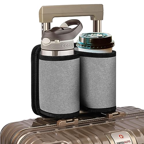 Accmor Luggage Travel Cup Holder Universal Suitcase Cup Holder, Free Hands Drink Caddy Suitcase Beverage Holder, Luggage Cup Caddy Gifts for Travelers Flight Attendants