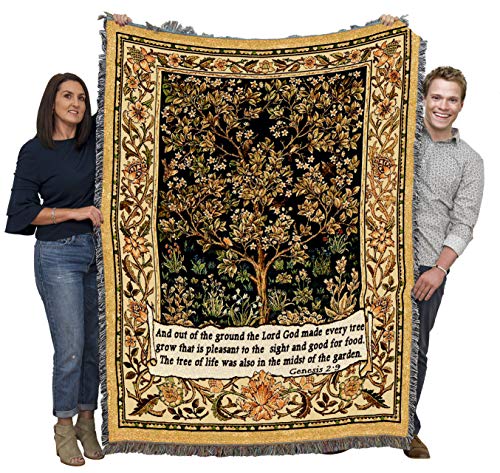 Pure Country Weavers William Morris Tree of Life Scriptures Genesis 2:9 Blanket - Arts & Crafts - Gift Tapestry Throw Woven from Cotton - Made in The USA (72x54)