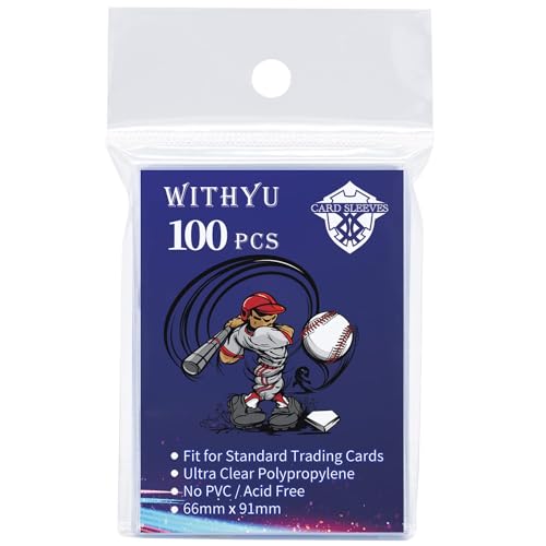 100 Pcs Soft Trading Card Sleeves, Top Loading Sleeves for Standard Cards 2.5" X 3.5"Ultra-Clear Card Protector for Game, Baseball Cards