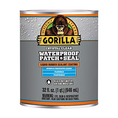 Gorilla Waterproof Patch & Seal Liquid Rubber Sealant, Crystal Clear, 32oz (Pack of 1)