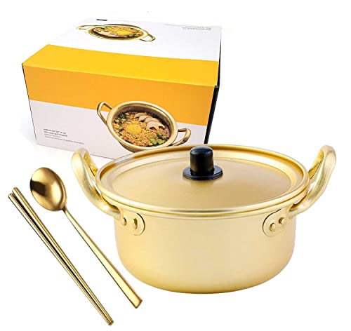 Ramen pot, fast Korean noodle cooker, 3 minute boiler for soup pasta egg, easy light cookware with lid