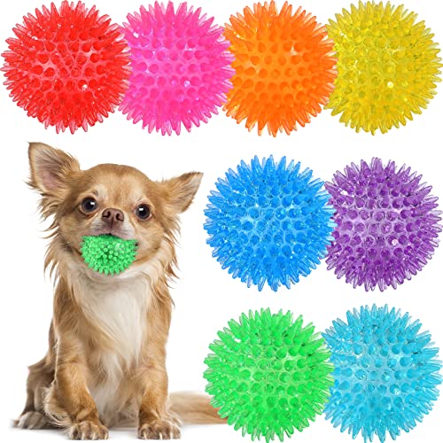 VITEVER 8 Colors 2.5 Squeaky Dog Toy Balls for Small Medium Dogs, Puppy Chew Toys for Teething, Spiky Dog Balls for Small Dogs, Durable Dog Toys for Teeth Cleaning and Training - Safe, BPA Free