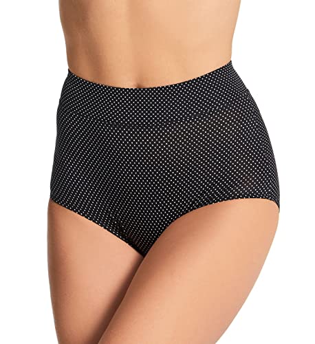 Warner's Women's No Pinching No Problems Dig-Free Comfort Waist Microfiber Brief 5738, Black/White Pindot, 6