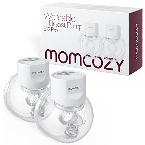Momcozy S12 Pro Hands-Free Breast Pump Wearable, Double Wireless Pump with Comfortable Double-Sealed Flange, 3 Modes & 9 Levels Electric Pump Portable, Smart Display, 24mm, 2 Pack White