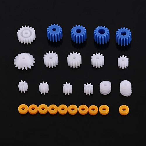 WALFRONT 26pcs Plastic Spindle Worm Gear Set Assorted Plastic Shaft for Aircraft Car Model DIY Robot Gear Kit White Blue Spindle Gears 2MM/2.3MM/3MM/3.17MM/4MM