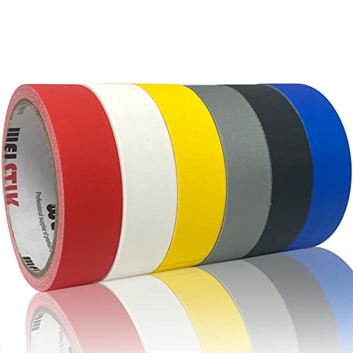 WELSTIK Professional Grade Colorful Gaffer Tape 6 Pack1" x 10yds, Total 60 yds, Heavy Duty Non-Reflective Finish Gaff Tape, Multipurpose, No Residue, Non-Reflective, Easy Tear