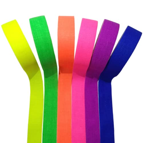 UV Blacklight Glow in The Dark Tape 6 Colors Fluorescent Neon Gaffer Tape UV Reactive Spike Tape for Stage,Party Play Grid Floors Color Coding Art Crafts (1 inch x 16.5 feet x 6 Rolls)