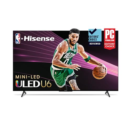 Hisense 55-Inch Class U6 Series ULED Mini-LED Google Smart TV (55U6K, 2023 Model) - QLED, Full Array Local Dimming, HDR 10+, Dolby Vision IQ, Game Mode Plus VRR, 240 Motion Rate, Compatible with Alexa