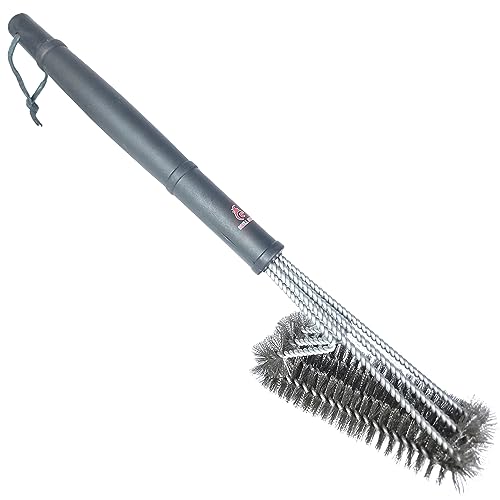 Grill Guru BBQ Grill Brush 17.5 inch - Stainless Steel Bristles, Heat Resistant Handle, Hanging Cord 3-in-1 Grill Cleaning Brush with Large Surface Area & Extra-Long Handle, Long-Lasting
