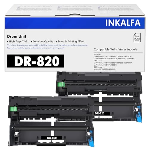 DR820 Drum Unit DR-820 Compatible Replacement for Brother Drum DR820 DR-820 DR 820 for HL-L6200DW MFC-L5900DW MFC-L5850DW HL-L5200DW HL-L5100DN L5850DW L5900DW L5700DW L6200DW Printer (Black, 2-Pack)