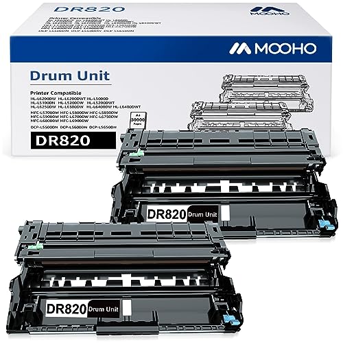 MOOHO Compatible Drum Unit Replacement for Brother DR820 DR-820 DR 820 for HL-L6200DW MFC-L5850DW MFC-L5900DW MFC-L6700DW MFC-L5800DW MFC-L5700DW HL-L5200DW HL-L5100DN Printer (Black, 2-Pack)