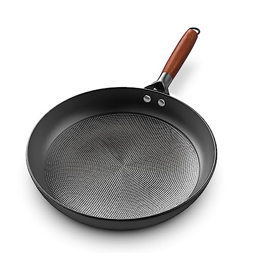 ZAZY Nonstick Cast Iron Skillets 12'', Non Stick Frying Pans, 3 in 1 Oil-locking Honeycomb Nonstick Frying Pan, Oven Dishwasher Safe Cast Iron Pan with Removable Handle, Black (ZA-ZAUS-Z-PFP0320)