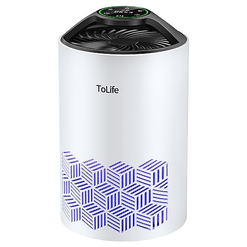 ToLife Air Purifiers for bedroom, HEPA Air Purifier for Home, Air Filters 99.97% Smoke Pollen Dander Dust, Portable Room Air Purifier with Low Noise Sleep Mode for Desktop Office, White