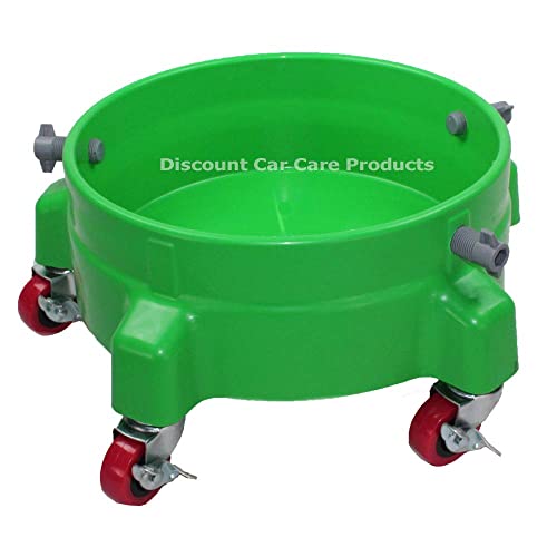 Car Wash Bucket Dolly | Caddy | with Wheels | Rollers | Soap Holder | Pail | Stand | (Green)