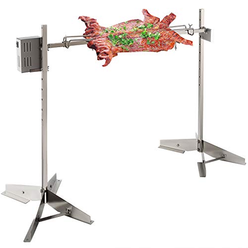 DEWOSEN 46 Outdoor Electric Rotisserie Grill Kit | 90LBS Pig Spit Rotisserie Grill | 32W Rotatable Motor BBQ Rotisserie Kit | Height Adjustable Spit Roaster Stand for Roasting Pig Lamb