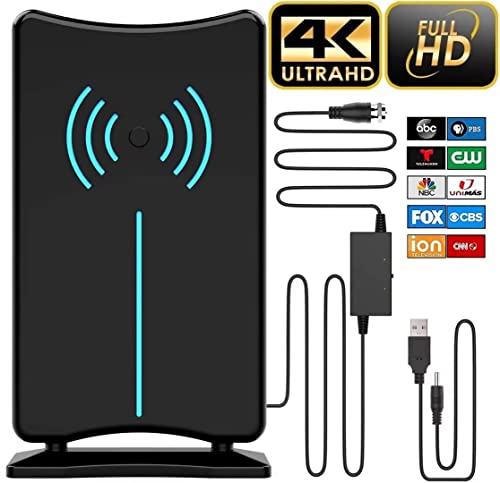 Updated 2023 Version Amplified HD Digital 'Matrix' TV Antenna 580 Miles Range, Support 4K 1080p Fire tv Stick and All Older TV's Indoor HDTV Local Channels, Signal Booster - 16.5ft Coaxial Cable