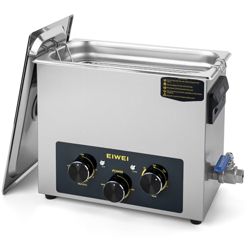 EIWEI 6L Knob Ultrasonic Cleaner Professional Adjustable Power Ultrasonic Cleaning Machine with Heating Timing Function for Carburetor, Jewelry, Glasses, Dentures, Circuit Boards, Automotive Parts.