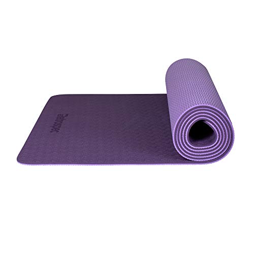 Retrospec Zuma Yoga Mat w/Nylon Strap for Men & Women - Non Slip Excercise Mat for Yoga, Pilates, Stretching, Floor & Fitness Workouts, Dark Purple
