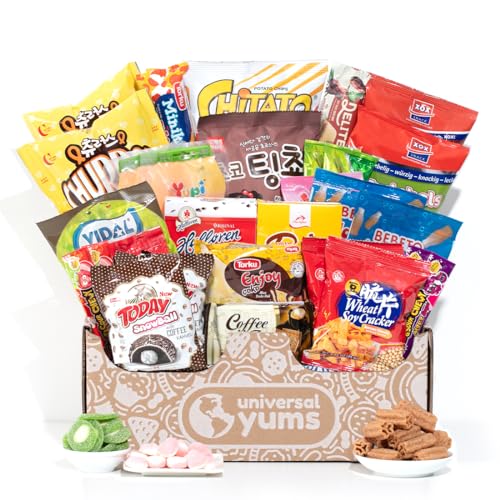 Universal Yums Care Package | International Snacks & Candy Variety Pack for College Students, Teens, Adults | From 7 Countries Around the World | 30 Count