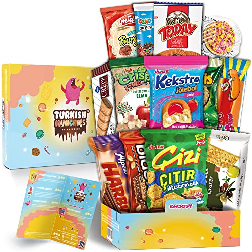 Midi International Snack Box | Premium Exotic Foreign Snacks | Unique Snack Food Gifts Included | Light Blue Space Theme | Candies from Around the World | 12 Full-Size + 1 Bonus Snacks