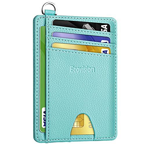 Slim Minimalist Front Pocket Wallet, Ecovision RFID Blocking Credit Card Holder Wallet with Detachable D-Shackle for Men Women