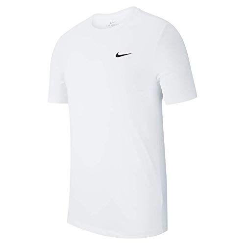 Nike Men's Dry Tee Drifit Cotton Crew Solid, White/Black, Large