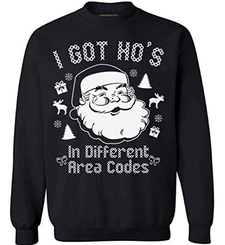 Awkwardstyles I Got Hos in Different Area Codes Sweater Ugly Christmas Crewneck M Black