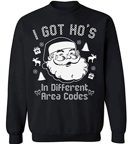 Christmas Sweater for women Men Christmas Outfit Xmas Sweatshirt Feliz Navidad Xmas I Got Hos in Different Area Codes L