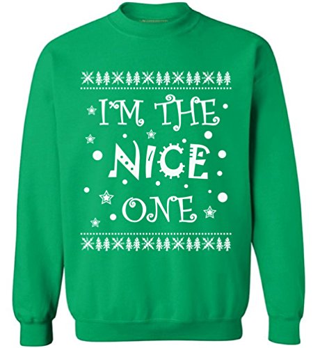 Awkward Styles Unisex I'm The Nice One Sweatshirt Ugly Christmas Sweater Nice Naughty Christmas Sweatshirt Green 3XL