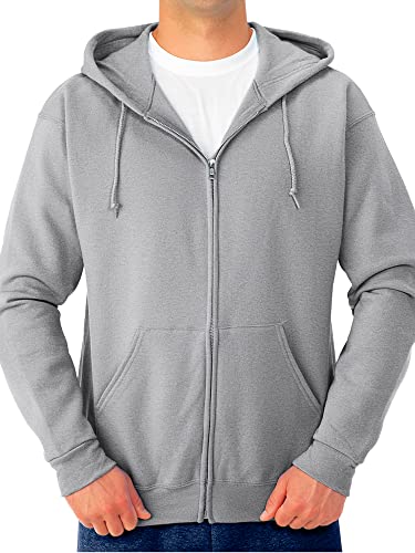 Jerzees -Men's NuBlend -Fleece -Sweatshirts & -Hoodies, Full Zip-Heather Grey, Medium