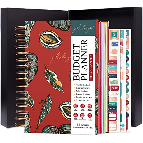 PLANBERRY Budget Planner & Monthly Bill Organizer with Pockets Premium  Home Finance & Bill Payment Organizer  Budgeting Book with Income & Expense Tracker - 7x8.5 Hardcover (Spicy Red)