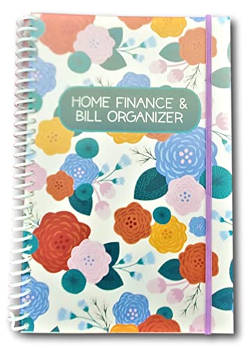 Home Finance & Bill Organizer with Pockets (Pink, Blue, and Yellow Flowers on White)