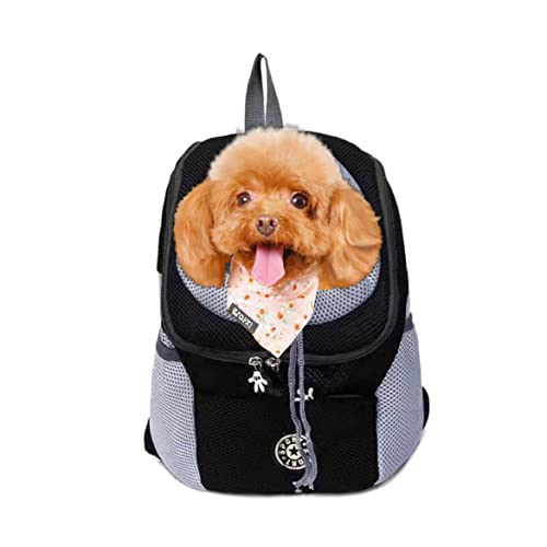 Tinaforld Pet Dog Carrier Backpack Dog Carrier Front Pack Breathable Head Out Travel Bag for Traveling Hiking Camping for Small Dogs Cats Rabbits (Medium, Black)
