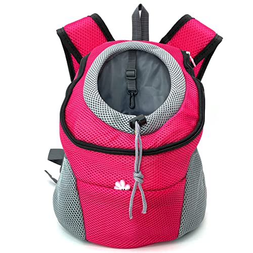 Fhiny Dog Carrier Backpack, Comfortable Doggy Front Backpack Pet Puppy Carrier Travel Pack with Breathable Head Out Design and Padded Shoulder for Walking Biking Hiking Camping Outdoor