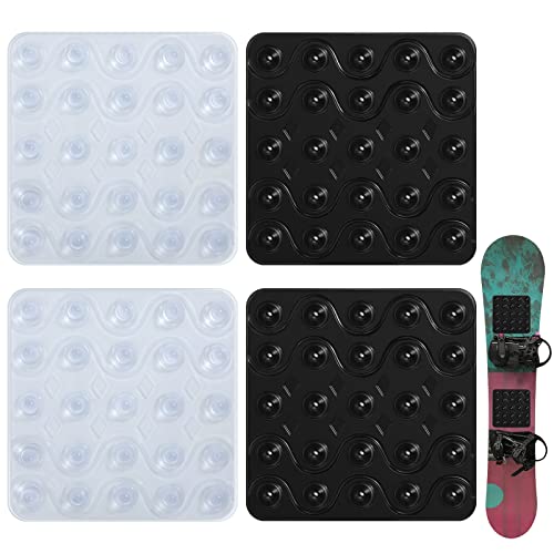 Kathfly 4 Pcs Snowboard Stomp Pads 3D Black and Clear Anti Slip Stomp Pad Mat for Men and Women Outdoor Sports to Enhance Snowboarding Skills (Square)