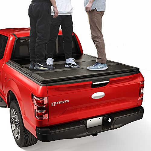 CARMOCAR Pickup Truck Bed Covers Replacement for Dodge Ram 1500/2500/3500 2002-2008 | 6.5FT Bed | Hard Tri-Fold Tonneau Cover | Truck Bed Cover Accessories with Led Light