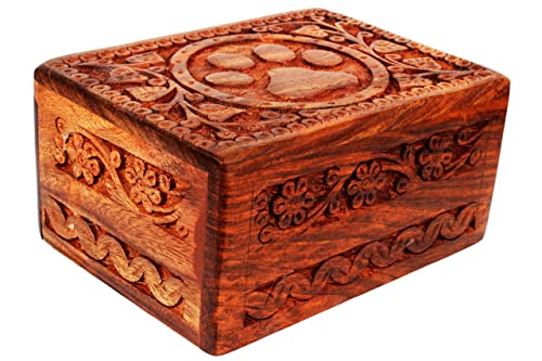 Wooden Pet Memorial Cremation Urns for Ashes Pet Urn Wood Keepsake Paw Box Urns for Cat Dogs Ashes | Cat Memorials