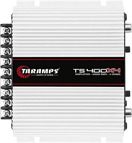 Taramps TS 400x4 400 watts RMS 4 Channels Full Range Car Audio Amplifier, 2 Bridged Channels, RCA Input Class D, Output Power, Multichannel Amplifier System, Small