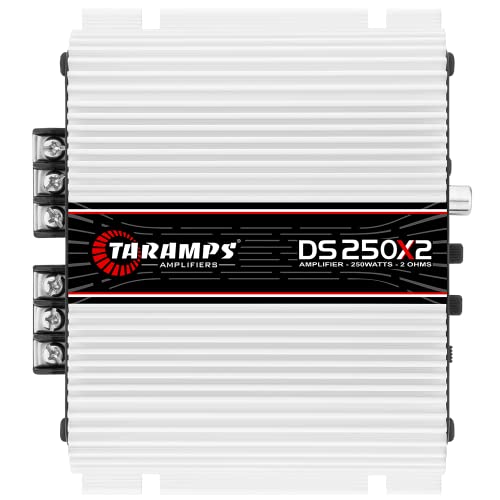 Taramp's DS 250x2 250 Watts RMS 2 Channels 2 Ohms Amplifier Multichannel Class D Full Range,Crossover High/Low Pass Bridgedable,Aluminium,RCA,Car Show Power Amp