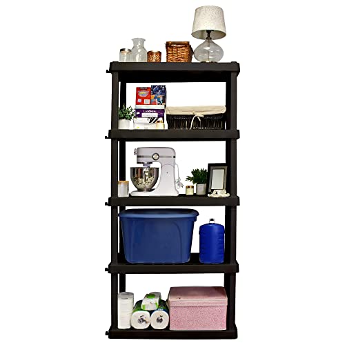 Oskar 5-Tier Storage Shelf, Interlocking Heavy Duty Shelving Unit, 750 lbs(18 x 36 x 73.8 inches), Multipurpose Organizer for Garage, Basement, Utility Shed, Workshop, Made in North America, Black