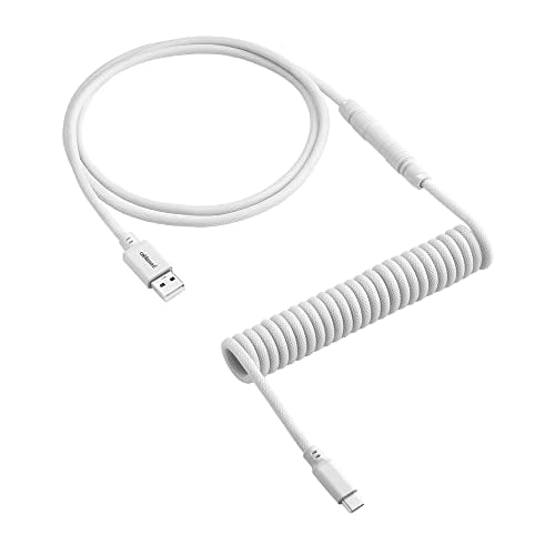 CableMod Artisan Coiled Keyboard Cable (Glacier White, Slimline, USB A to USB Type C, 150cm)