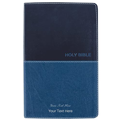 Personalized Bible Custom Text Your Name KJV Deluxe Gift Holy Bible Navy Blue Leathersoft King James Version Custom Made Gift for Baptism Christenings Birthdays