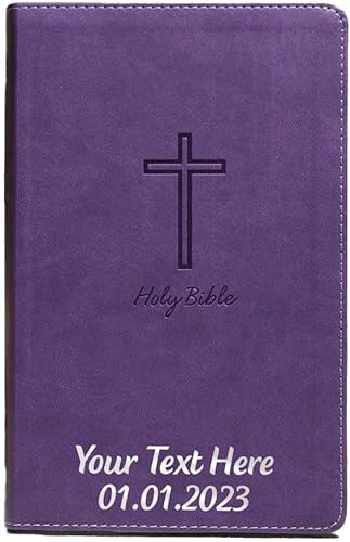 Printualist Personalized Gift Bible with Custom Name or Text, KJV, Purple, King James Version, Red Letter Edition, Comfort Print, Faux Leather