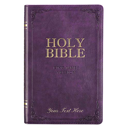 Personalized Bible Custom Text Your Name Holy Bible KJV Purple Faux Leather Deluxe Gift Bible Indexed King James Version Custom Made for Baptism Christenings Birthdays Celebrations Holidays