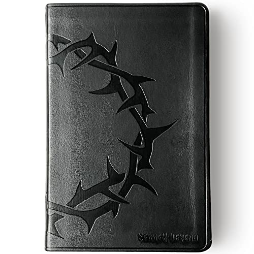 Personalized ESV Bible, Black with Crown of Thorns on Front and Back, Option to Customize with Hand Lettered Name on Cover